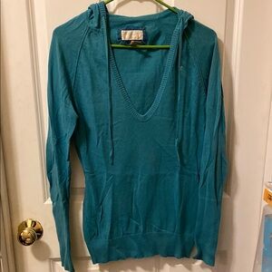 Women’s teal sweater with hood from American Eagle